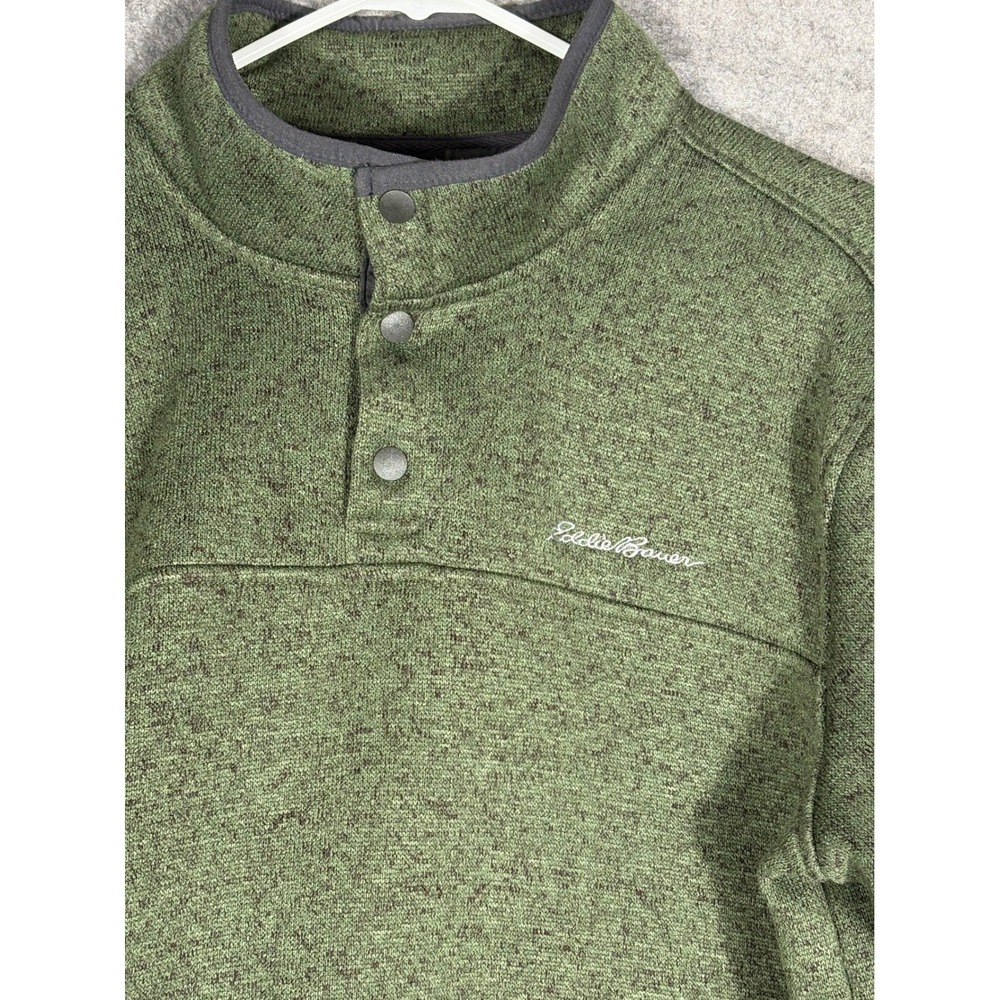Eddie Bauer Mens Radiator Fleece Snap Mock Pullover Green Heather Large 1326578 - Picture 2 of 7